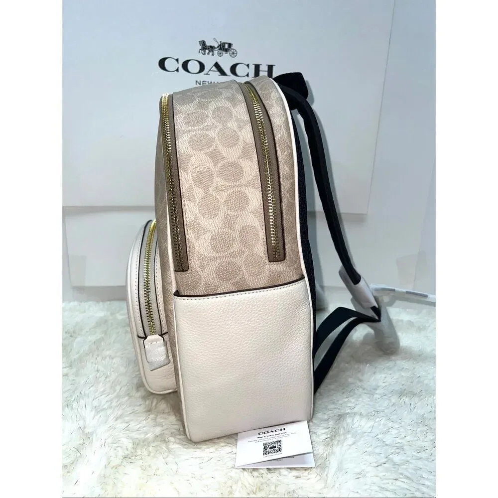 🔥🎁NWT! Coach Court Backpack in Signature Canvas Sand/Chalk CZ176 Msrp:$450.00